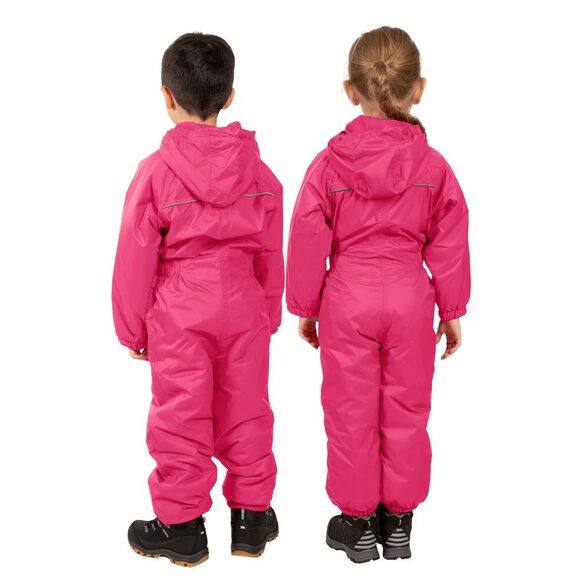 Trespass Little Kids Unisex Dripdrop Padded Waterproof Rain Suit / Gerbera - Picture 4 of 5